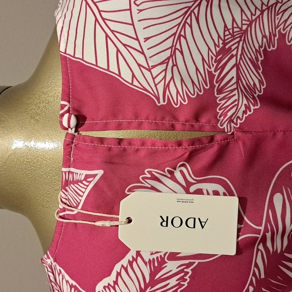 Ador Pink & White Tropical Print Two Piece Top and Pants Set - Picture 7 of 9